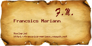Francsics Mariann névjegykártya