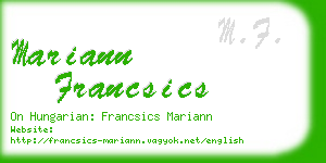 mariann francsics business card